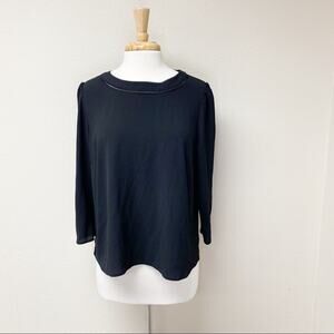 Camaieu Essential Eyelet Top Black Size S